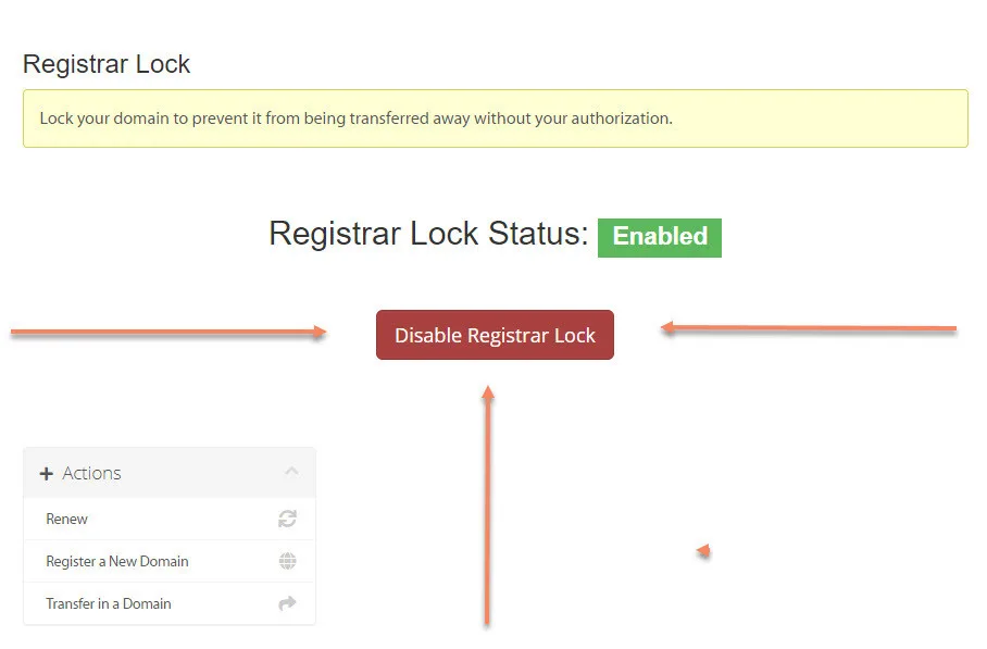 enable disable the registrar lock